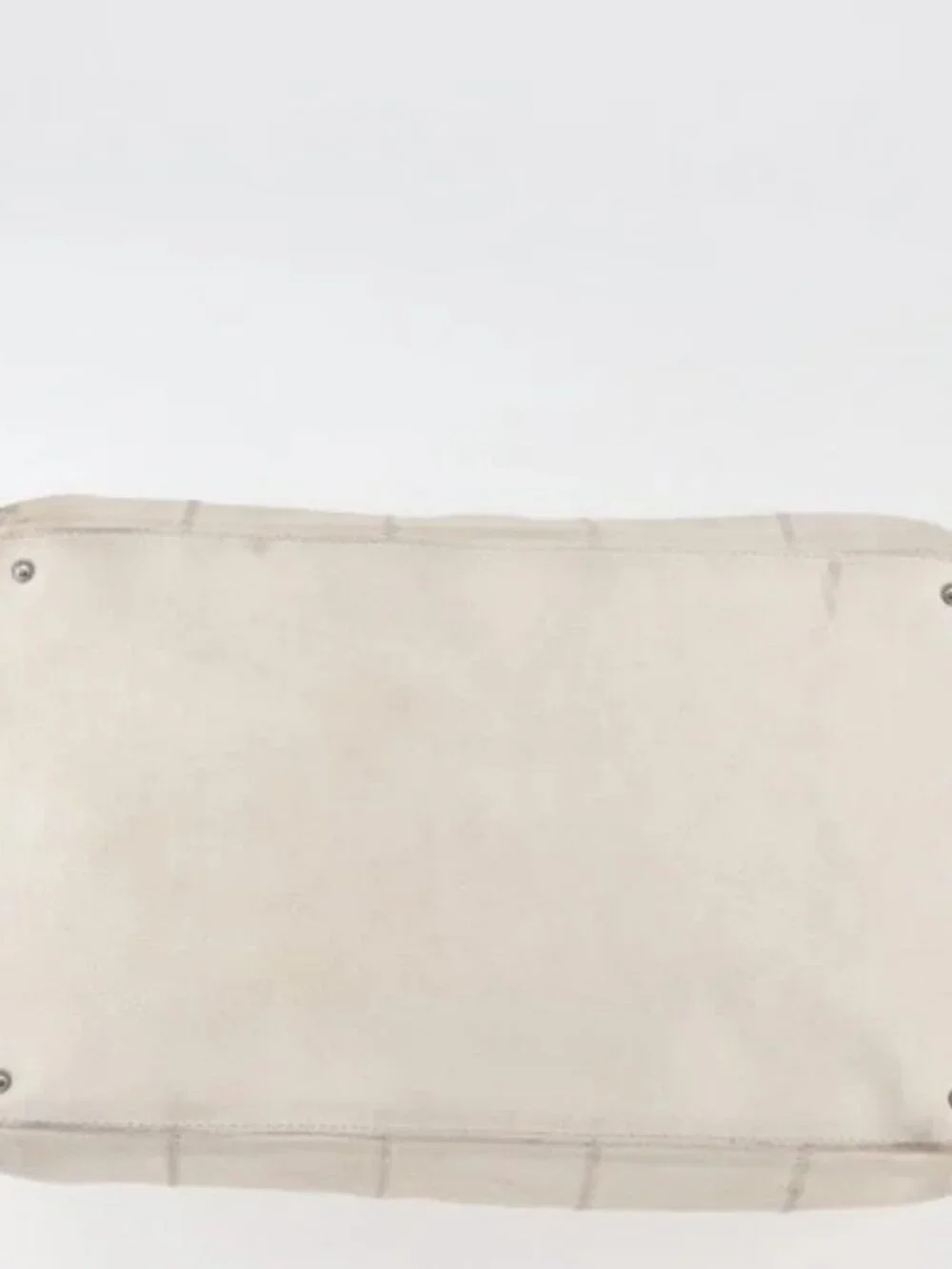 CHANEL Choco Bar Hand Bag Leather White Silver CC Auth 178206
